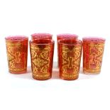 A set of six Bohemian-style beakers, h. 9.5 cm  CONDITION REPORT: good
