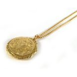 A 9ct yellow gold curblink necklace susp