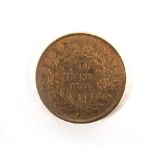 A Napoleon III 20 franc piece dated 1860