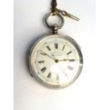 A silver cased open face chronograph pocket watch, the white enamel dial with black Roman