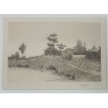 ...Rosenberg,
A fisherman by a lake,
signed in pencil,
etching,
19 x 30 cm, and another by the