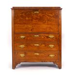 A 19th century Continental elm secretaire, the fall front enclosing a fitted interior over three
