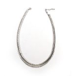 A white metal fringe-type necklace, link