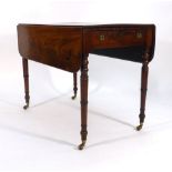 A Regency mahogany Pembroke table with a single frieze drawer on four turned supports with