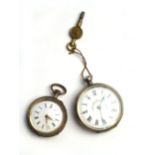 Two continental silver cased fob watches  CONDITION REPORT: working order unknown