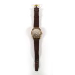 A gentleman's gold plated DeVille wristwatch by Omega, the bronze coloured circular face with
