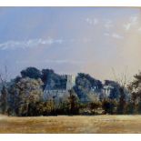 Peter Newcombe (b. 1943),
'Blisworth Evening Light',
signed and dated 1985,
watercolour,
15 x 17