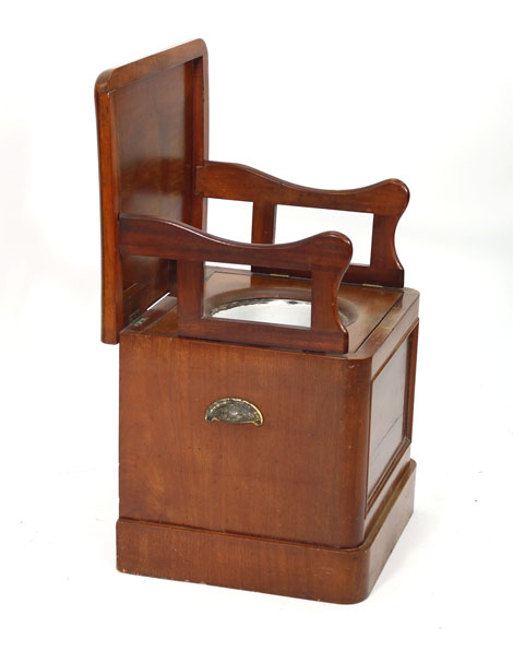 A Victorian mahogany bidet on a plinth base, w. 50 cm CONDITION REPORT: Wear commensurate with age