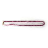 A single strand graduated ruby necklace