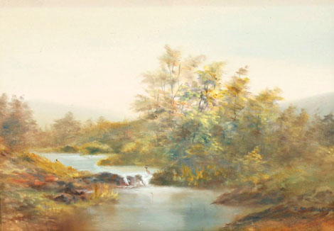 ...Gilbert (20th century),
Highland landscape,
signed,
oil on board, 
28.5 x 39 cm and two others by - Image 2 of 3