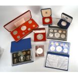 Three New Zealand proof coin sets incl. 1975,1978 and 1982, a Liberian proof coin set from 1976