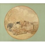 Follower of John Frederick Herring,
Horses at work,
bears signature and dated 1850,
watercolour,