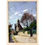 Harry G.. Shields (20th century),
A study of a gatehouse on a sunny afternoon,
signed to image and