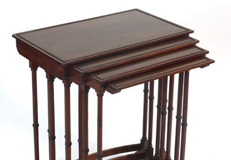 A Regency mahogany nest of quartetto tables, the rectangular tops on ring-turned supports with out - Image 3 of 5