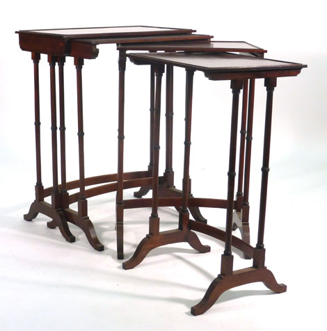 A Regency mahogany nest of quartetto tables, the rectangular tops on ring-turned supports with out - Image 4 of 5