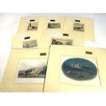 A set of 6 mounted, engraved hand coloured prints and architectural prints.   CONDITION REPORT: Very