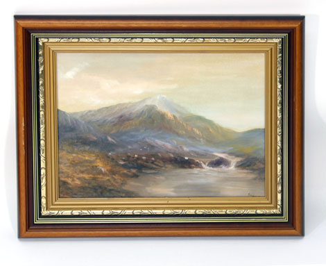 ...Gilbert (20th century),
Highland landscape,
signed,
oil on board, 
28.5 x 39 cm and two others by - Image 3 of 3