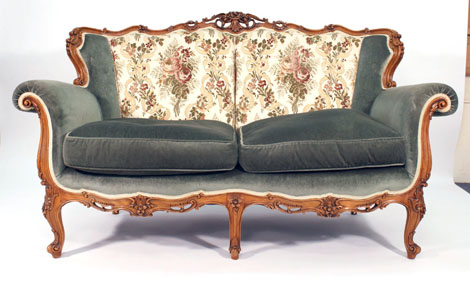 A Louis XV-style walnut and part upholstered two seater parlour sofa by Epstein CONDITION REPORT: