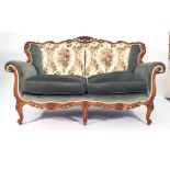 A Louis XV-style walnut and part upholstered two seater parlour sofa by Epstein CONDITION REPORT: