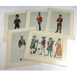 A set of 7 coloured mounted prints featuring soldiers in various contemporary military uniform.