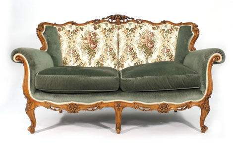 A Louis XV-style walnut and part upholstered two seater parlour sofa by Epstein CONDITION REPORT: - Image 3 of 3