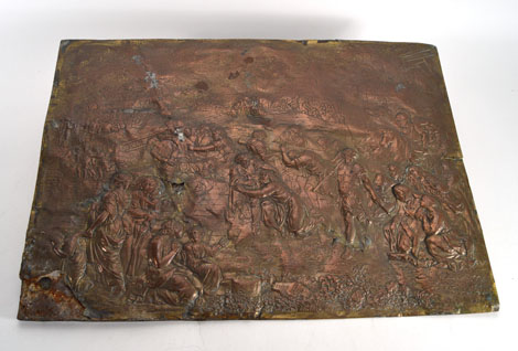 A brass plaque relief decorated with a first century scene, 36.5 x 27 cm CONDITION REPORT: Losses, - Image 4 of 5