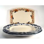 A pair of Albion Pottery graduated meat plates and two Copeland meat plates, max w. 47 cm