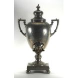 A late 19th century Britannia Metal samovar of two handled vase shaped form, h. 46 cm CONDITION