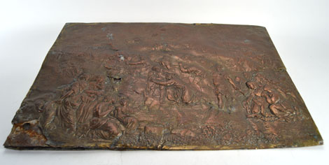 A brass plaque relief decorated with a first century scene, 36.5 x 27 cm CONDITION REPORT: Losses, - Image 3 of 5