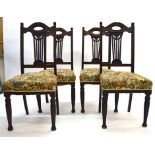 A set of four Edwardian walnut dining chairs with moulded back rails and splats CONDITION REPORT: