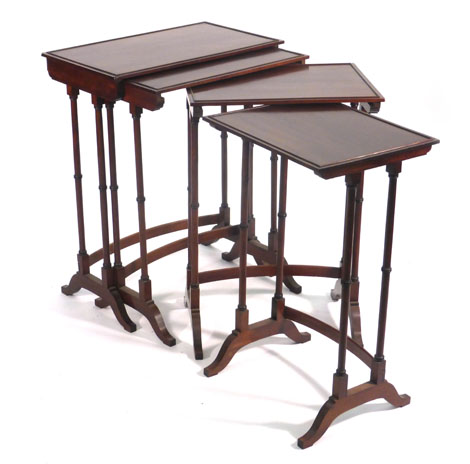 A Regency mahogany nest of quartetto tables, the rectangular tops on ring-turned supports with out - Image 5 of 5