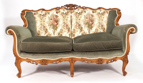 A Louis XV-style walnut and part upholstered two seater parlour sofa by Epstein CONDITION REPORT: - Image 2 of 3