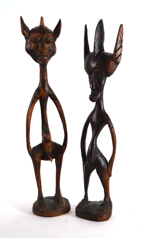 A pair of Malain carved fertility figures, h. 30 cm CONDITION REPORT: Minor wear, no major losses - Image 2 of 3