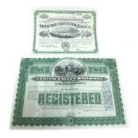 Railroad Share Certificates: Pittsburgh and Lake Erie Rail Road Co. 1944 and Lehigh Valley Railroad