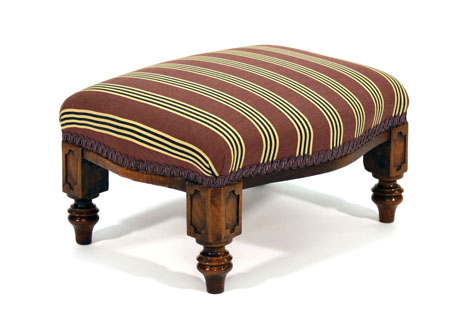 An Edwardian stained beech and part upholstered footstool CONDITION REPORT: Re-upholstered,