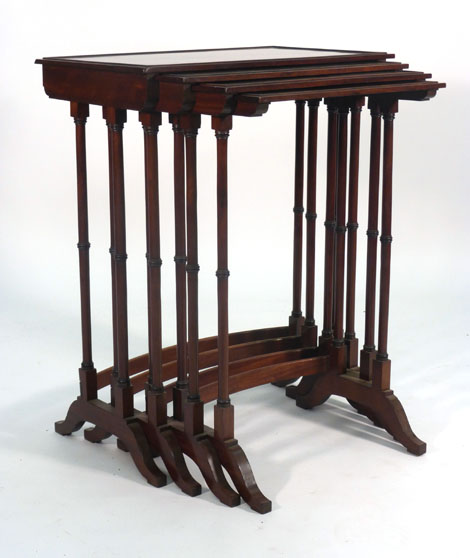 A Regency mahogany nest of quartetto tables, the rectangular tops on ring-turned supports with out - Image 2 of 5