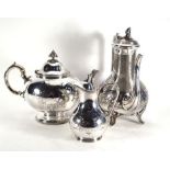A late 19th/early 20th century silver plated teapot of neo-classical design, James Dixon, h. 26