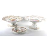 A 19th century part dessert service consisting six tazzae decorated with floral sprays in the rococo