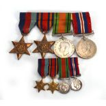 A Second World War group of medals including The Defence Medal, War Medal, 1939-1945 Star and The