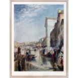 After Richard Smythe,
A Venetian celebration,
signed in pencil,
coloured etching,
55 x 41 cm to