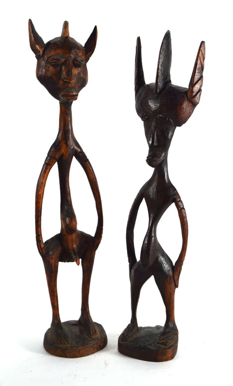 A pair of Malain carved fertility figures, h. 30 cm CONDITION REPORT: Minor wear, no major losses - Image 3 of 3