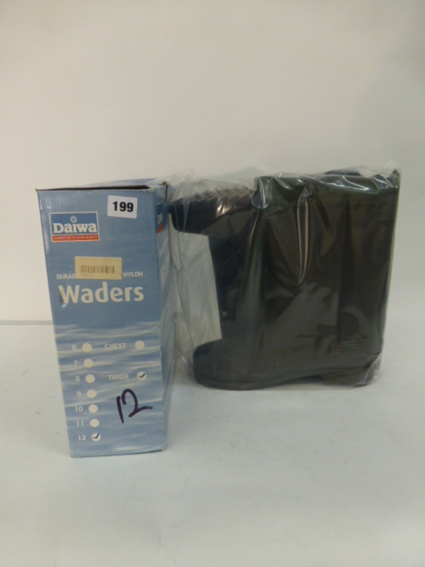 Pair of Daiwa light weight nylon thigh waders size 12