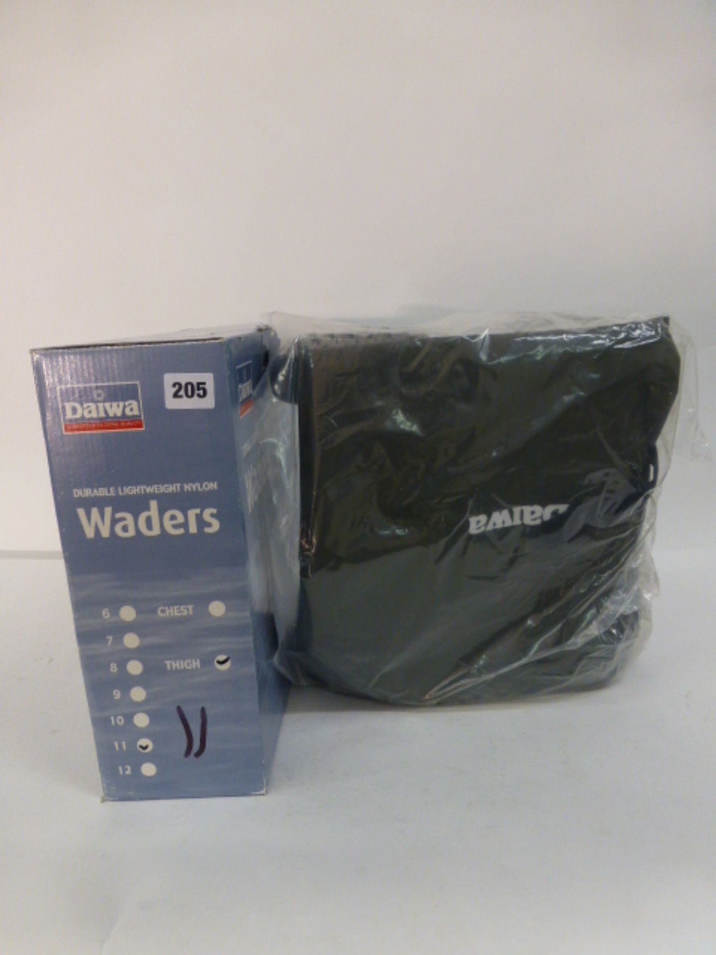 Pair of Daiwa light weight nylon thigh waders size 11