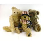 A One More Bear collector's bear wearing stars and stripes clothing, h. 36 cm and two further