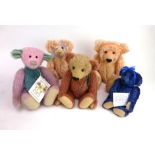 Five Margie Cooper collector's bears, various sizes