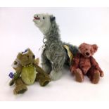 Three Abigail Bears collector's bears, one in the form of a mythical creature, various sizes