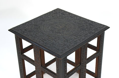 An Anglo-Indian carved hardwood folding table of square form, w. 53 cm CONDITION REPORT: Some - Image 2 of 2