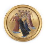 WITHDRAWN After Fra Angelico,
'A group of angels',
(?)oil on tooled gilt card
32.