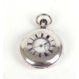 A silver cased half hunter pocket watch by Benson CONDITION REPORT: Approx. 5cm
Movement works