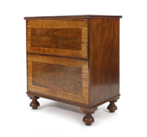 A William IV mahogany and crossbanded commode on bun feet, w. 64 cm CONDITION REPORT: Wear